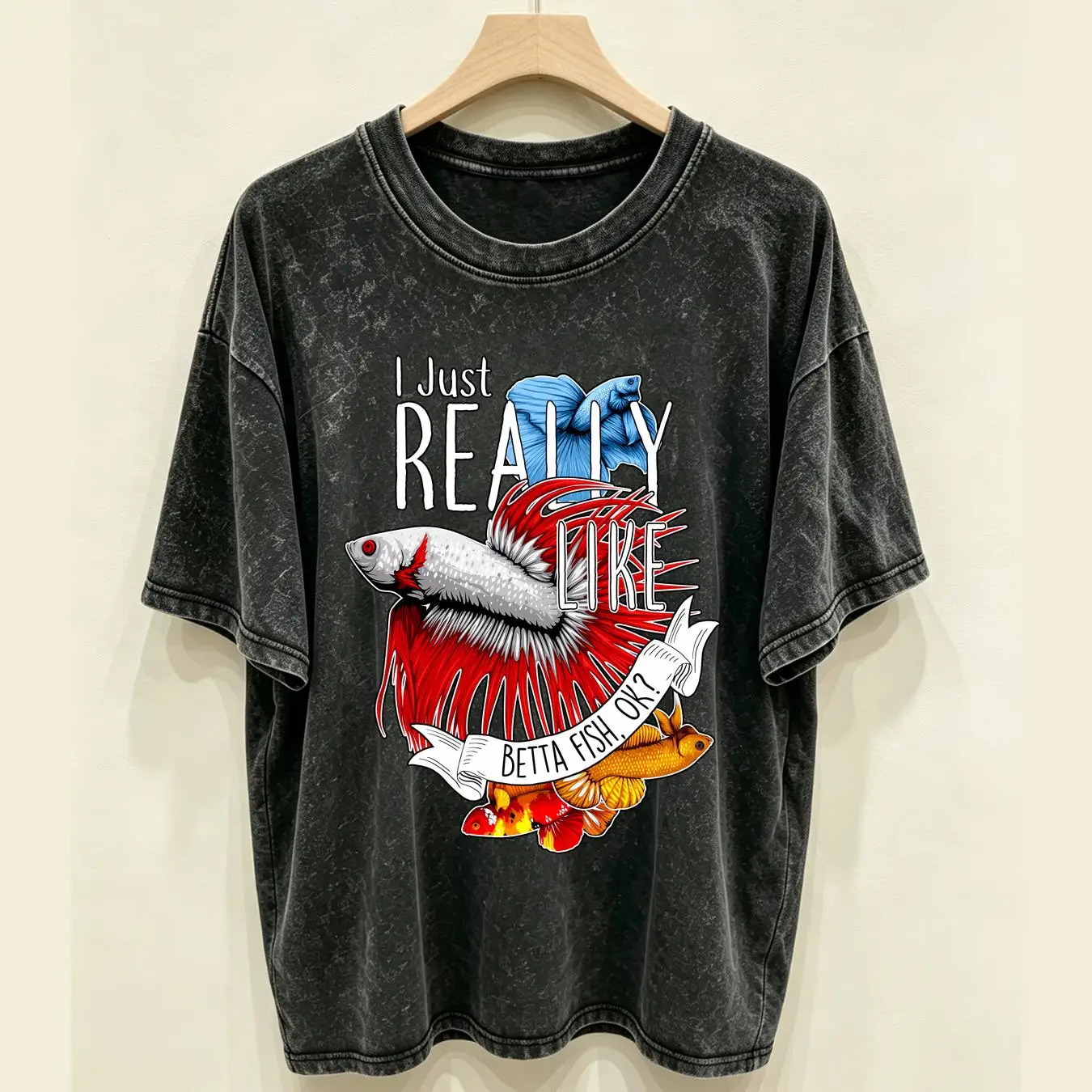 Aquarium Fish Keeping - Camiseta lavada com estampa de peixe